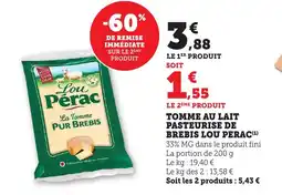 Bi1 Tomme au lait pasteurise de brebis lou perac offre