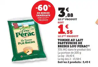 Bi1 Tomme au lait pasteurise de brebis lou perac offre