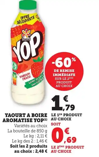 Bi1 Yaourt a boire aromatise yop offre
