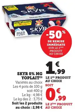 Bi1 Skyr 0% mg yoplait offre