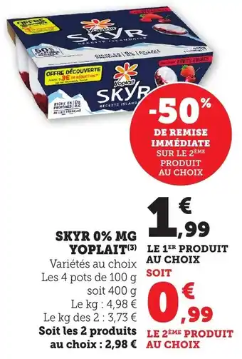 Bi1 Skyr 0% mg yoplait offre