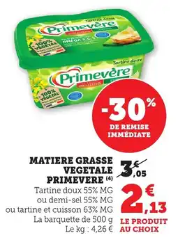 Bi1 Matiere grasse vegetale primevere offre
