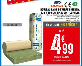 Brico Cash URSA Rouleau laine de verre Essentia offre
