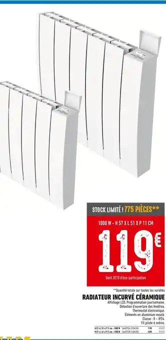 Brico Cash Radiateur incurvé céramique offre