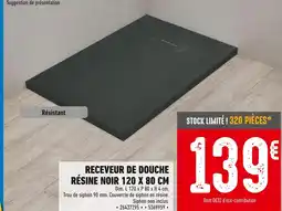 Brico Cash Receveur de douche résine noir 120 x 80 cm offre