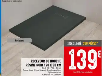 Brico Cash Receveur de douche résine noir 120 x 80 cm offre