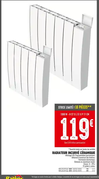Batkor Radiateur incurvé céramique offre