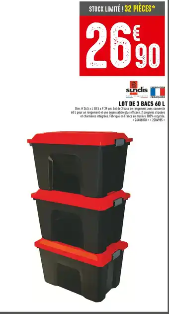 Batkor Sundis Lot de 3 bacs 60 L offre