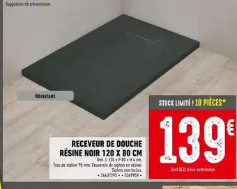 Batkor Receveur de douche résine noir 120 x 80 cm offre