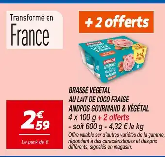 Netto Andros Brassé Végétal au Lait de Coco Fraise Gourmand & Végétal offre