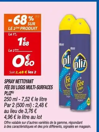 Netto Pliz Spray Nettoyant Fée du Logis Multi-Surfaces(b) offre