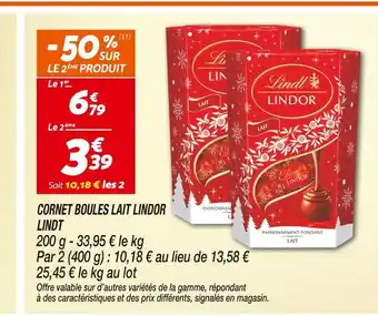 Netto Lindt Cornet Boules Lait Lindor offre