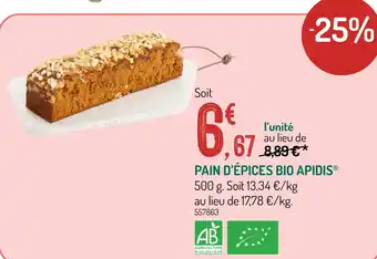 Botanic APIDIS Pain d'épices bio offre
