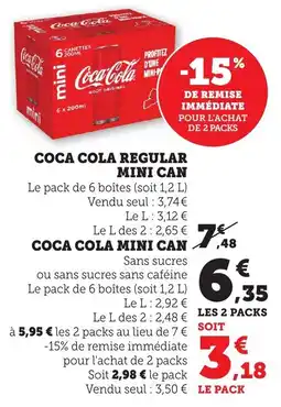 Bi1 Coca cola regular mini can offre