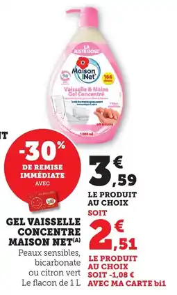 Bi1 Gel vaisselle concentre maison net offre