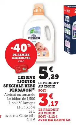 Bi1 Lessive liquide speciale bebe persavon offre