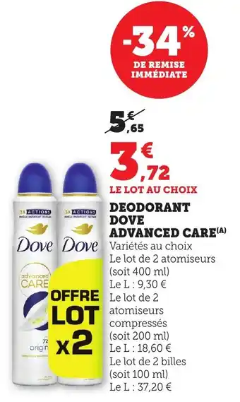 Bi1 Deodorant dove advanced care offre