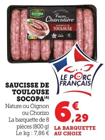 Bi1 Saucisse de toulouse socopa offre
