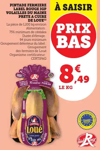 Bi1 Pintade fermiere label rouge igp volailles du maine prete a cuire de loue offre