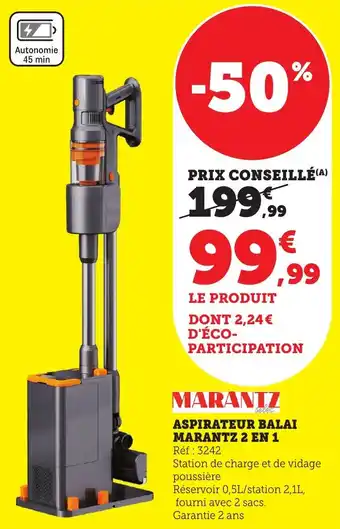 Bi1 Aspirateur balai marantz 2 en 1 offre