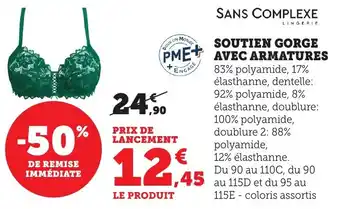 Bi1 Soutien gorge avec armatures offre