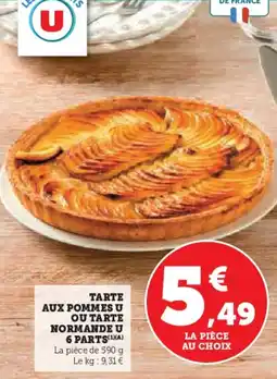 Hyper U Tarte aux pommes u ou tarte normande u 6 parts offre