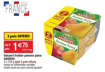 Cora x Carrefour Dessert fruitier pomme poire ANDROS offre
