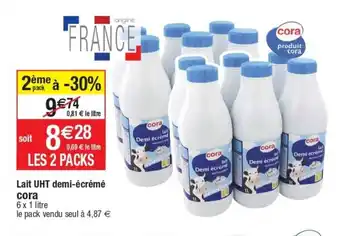 Cora x Carrefour Lait UHT demi-écrémé CORA offre