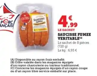 U Express Saucisse fumee veritable offre