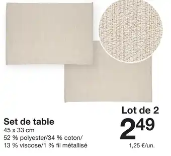 Zeeman Set de table 45 x 33 cm offre