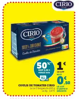 Super U CIRIO Coulis de tomates offre
