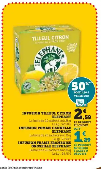 Super U ELEPHANT Infusion tilleul citron offre