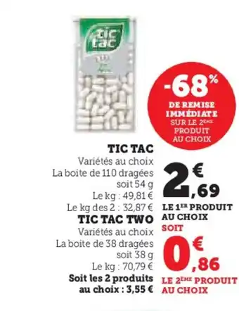 Super U TIC TAC offre