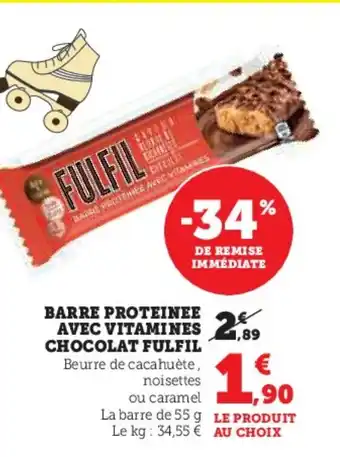 Super U FULFIL Barre proteinee avec vitamines chocolat offre