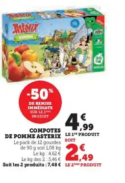 Super U ASTERIX Compotes de pommes offre
