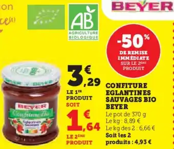 Super U BEYER Confiture eglantines sauvages bio offre