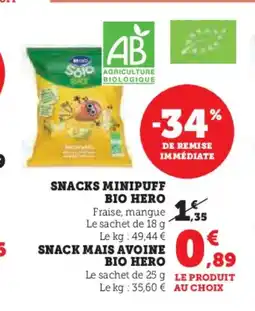 Super U HERO Snacks minipuff bio offre