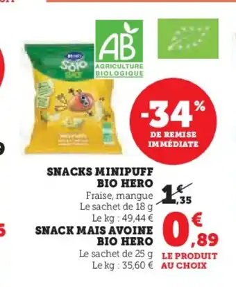 Super U HERO Snacks minipuff bio offre