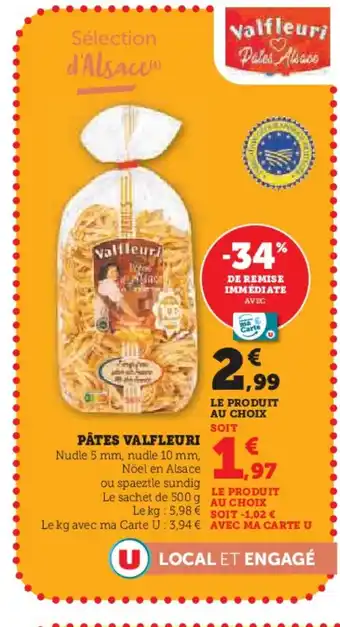 Super U VALFLEURI Pâtes offre