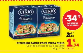 Super U CIRIO Pizziamo sauce pour pizza offre