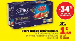 Super U CIRIO Pulpe fine de tomates offre