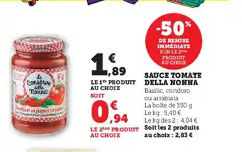 Super U DELLA NONNA Sauce tomate offre