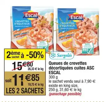 Migros Queues de crevettes décortiquées cuites ASC Escal offre