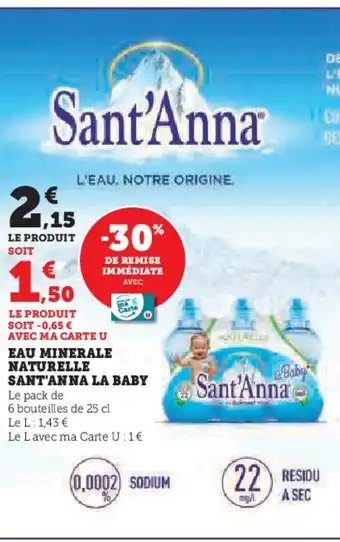 Super U SANT'ANNA LA BABY Eau minerale naturelle offre