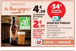 Super U VEZELAY Biere bio offre