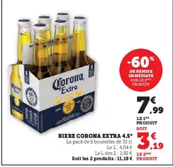 Super U CORONA EXTRA 4.5° Biere offre