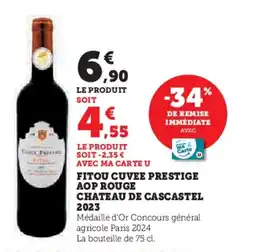 Super U CHATEAU DE CASCASTEL 2023 Fitou cuvee prestige aop rouge offre