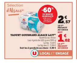 Super U ALSACE LAIT Yaourt gourmand offre