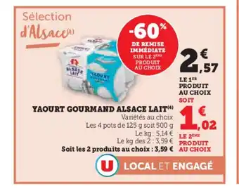 Super U ALSACE LAIT Yaourt gourmand offre