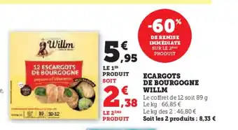 Super U WILLM Ecargots de bourgogne offre